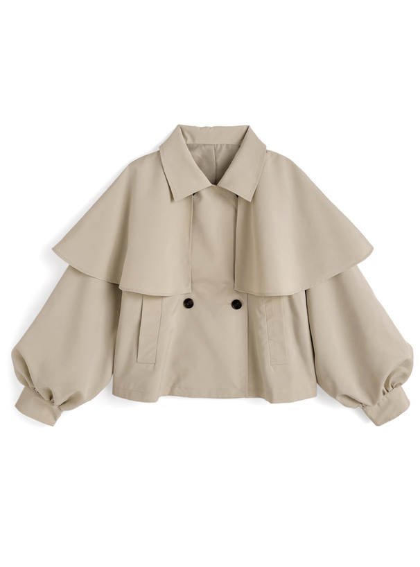 リボン付きショート丈トレンチコート