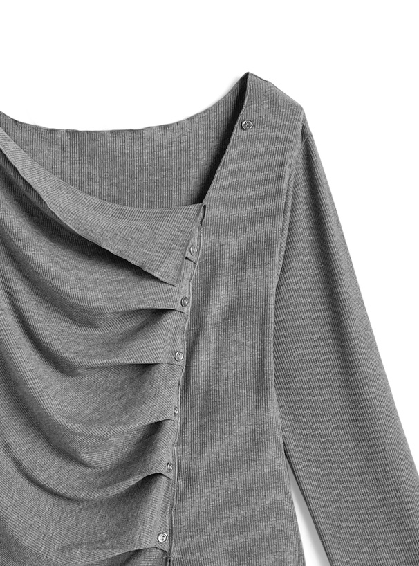 アシンメトリードレープリブトップス