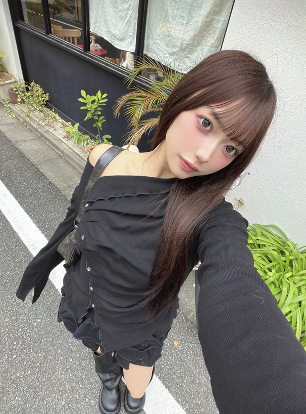 アシンメトリードレープリブトップス