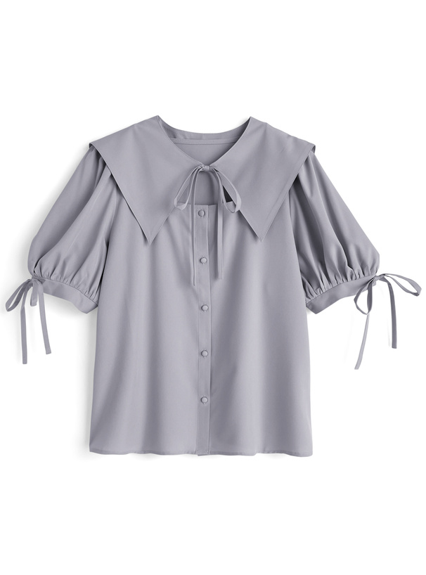 襟付きリボンブラウス