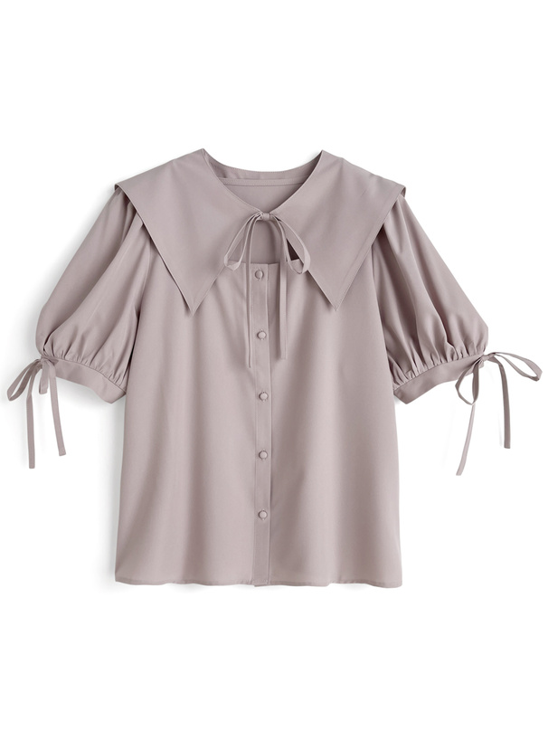 襟付きリボンブラウス