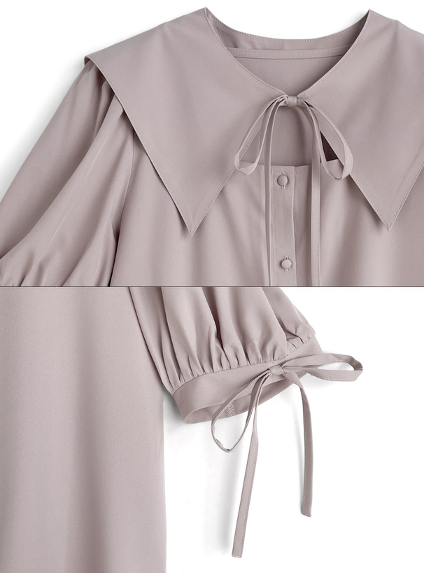 襟付きリボンブラウス