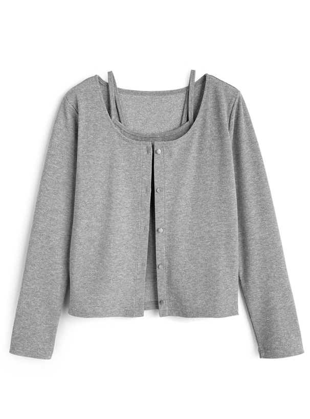 ラメカーディガン×キャミソールアンサンブル