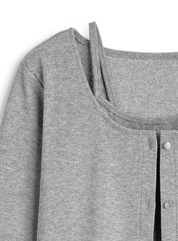 ラメカーディガン×キャミソールアンサンブル