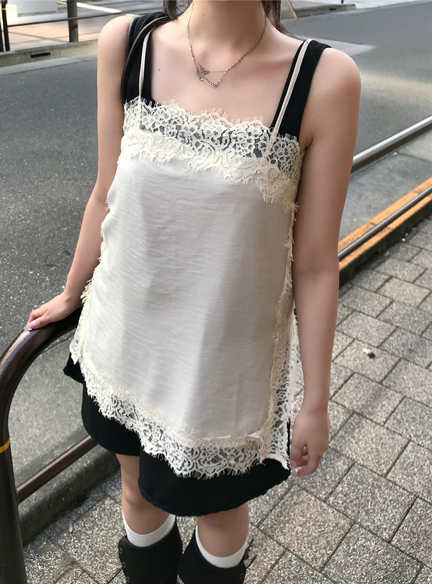 リネンライクレースキャミソール