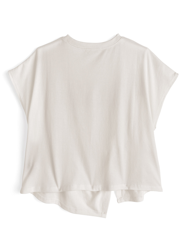 ロゴプリントパールタックスリットTシャツ