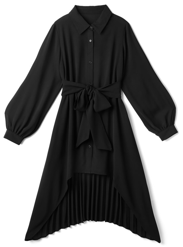 リボン付き2wayバックプリーツシャツ