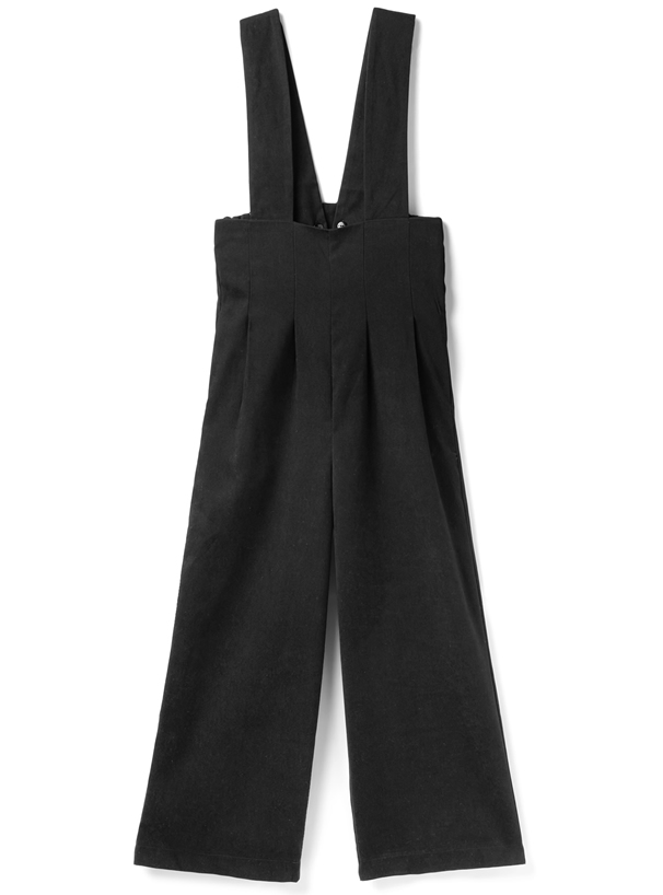 サスペンダー付きツイルワイドパンツ