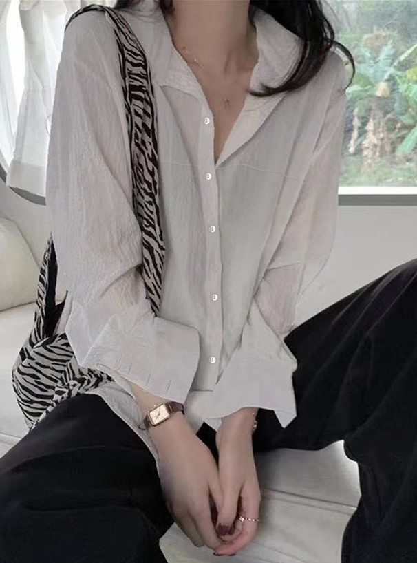 しわ加工シアーシャツ