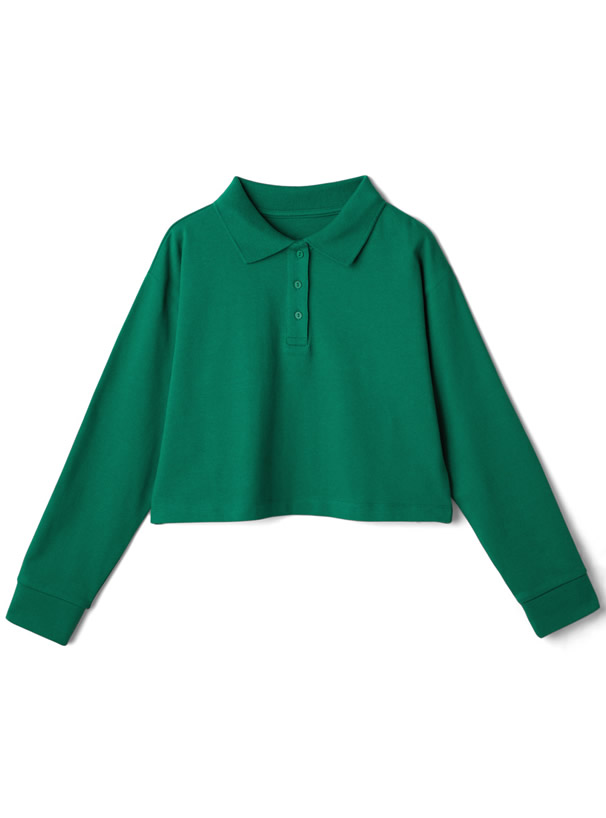 長袖ショート丈ポロTシャツ