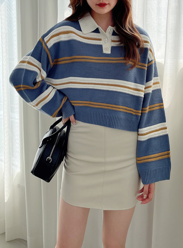 マルチボーダー柄ショート丈ポロニットトップス An1173 レディースファッション通販のグレイル Grl 公式 マルチボーダー柄ショート丈ポロニットトップス An1173 レディースファッション通販のグレイル Grl 公式