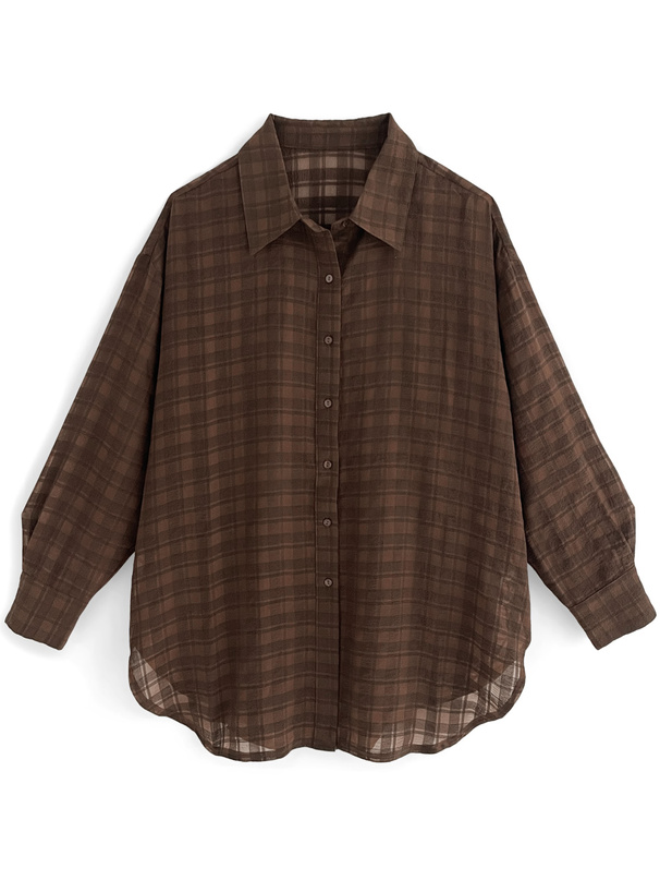 シアーチェック柄ビッグシャツ[an1363] | レディースファッション通販
