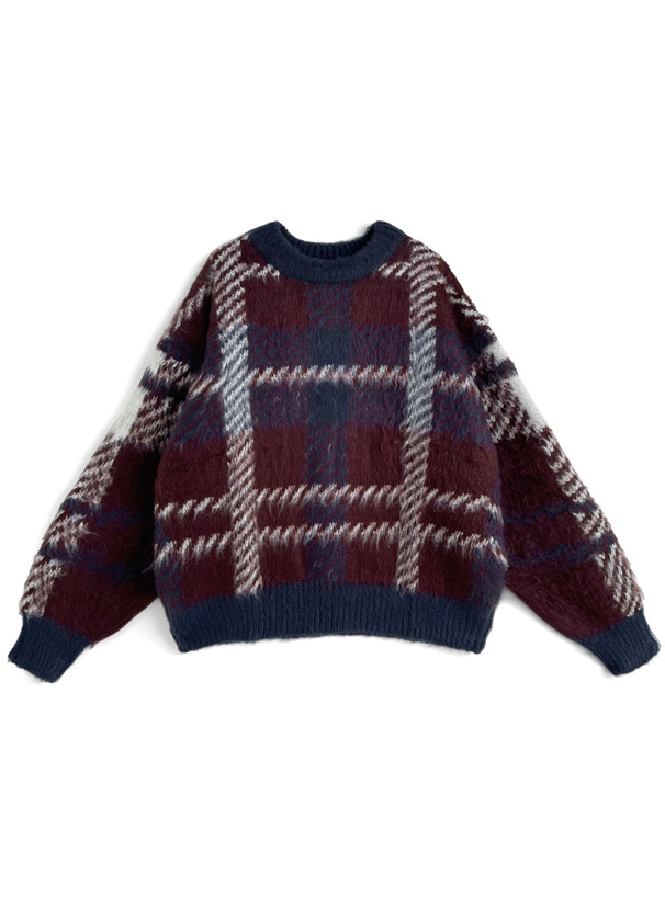 チェック柄ニットトップス