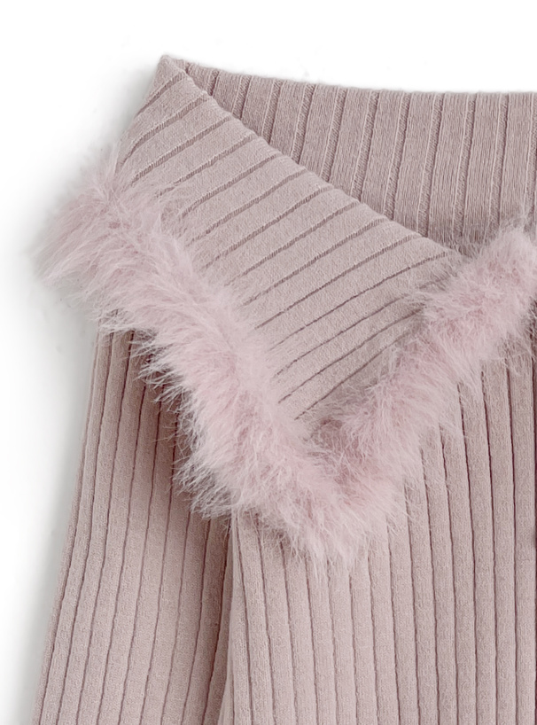 ファーオフショルダーニットトップス