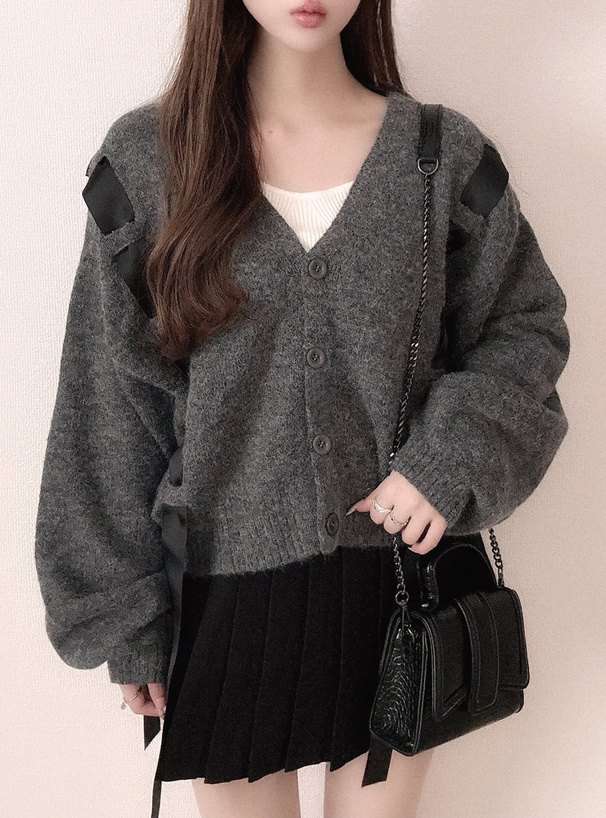 リボンテープニットカーディガン[an1649] | レディースファッション