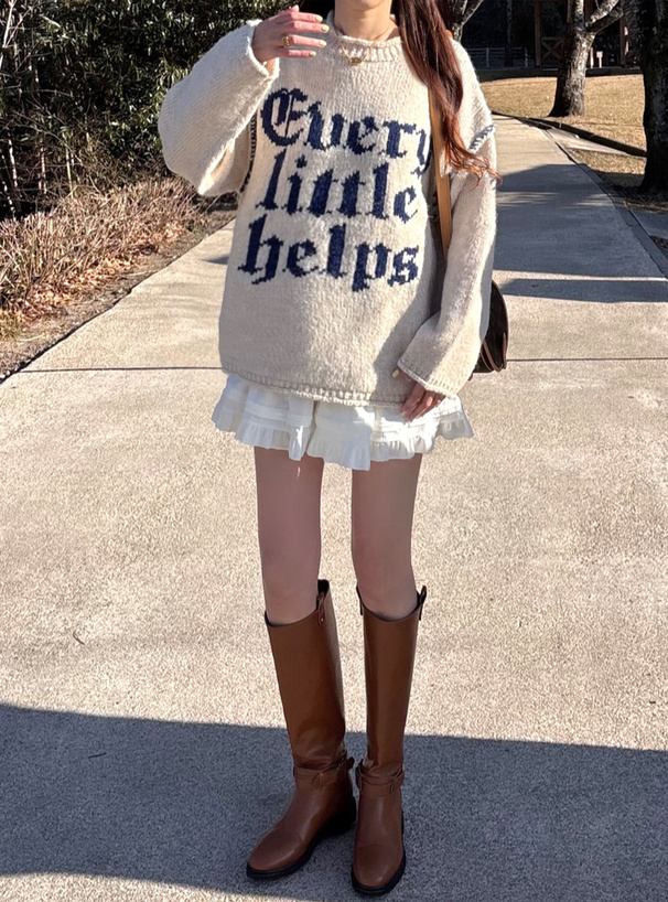 オーバーサイズロゴニットトップス