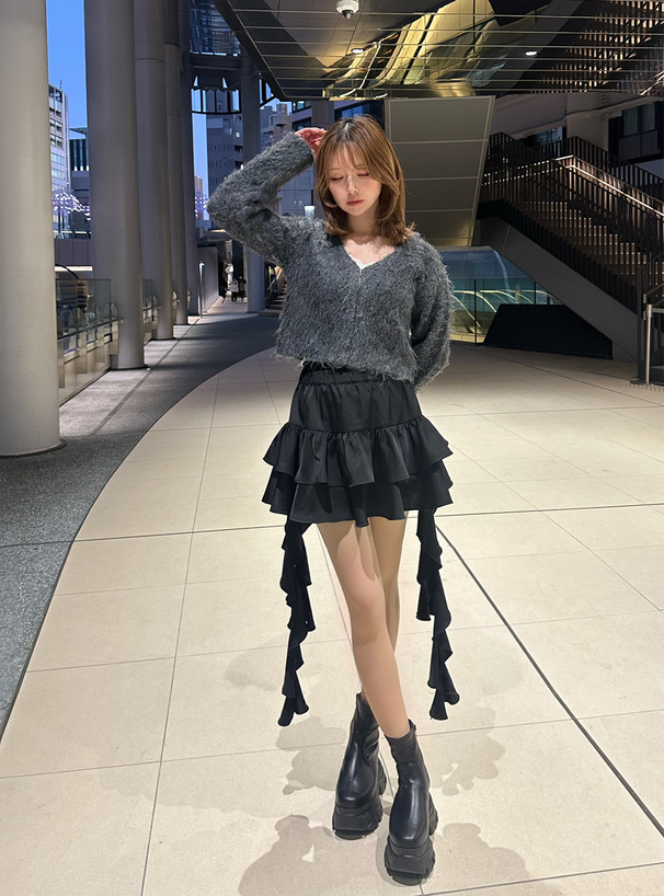 シャギーニットショート丈カーディガン