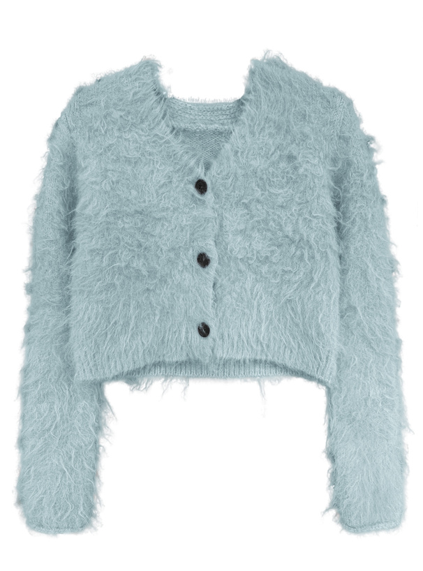 ILLIT アイリット BEB ショート丈シャギーニットカーディガン