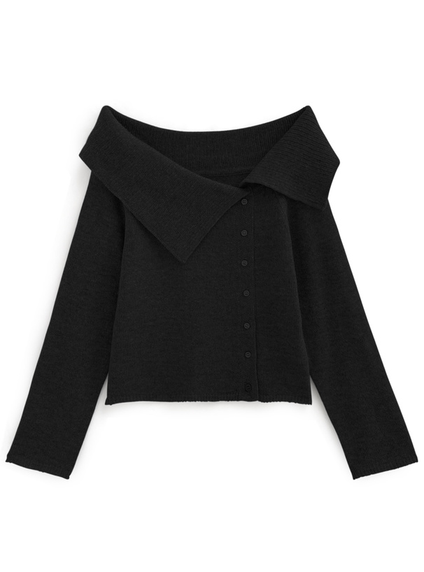 【新品】異素材オフショルニット アシンメトリーカラーオフショルニットトップス[an1674] | レディース