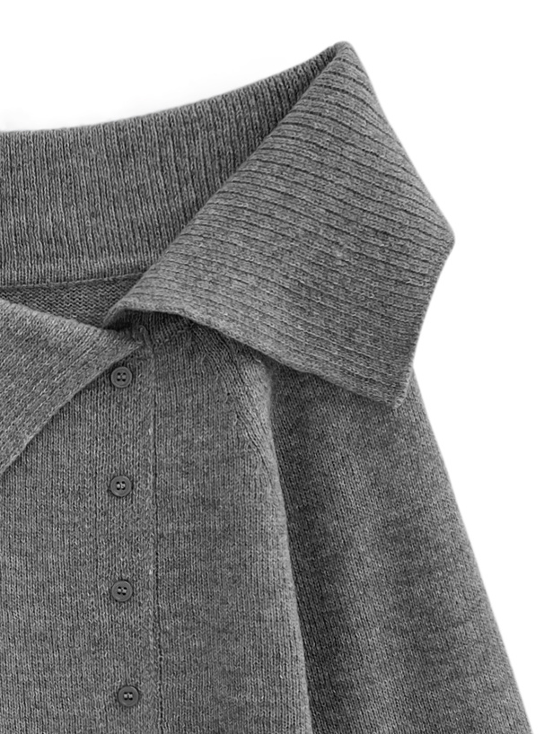 アシンメトリーカラーオフショルニットトップス