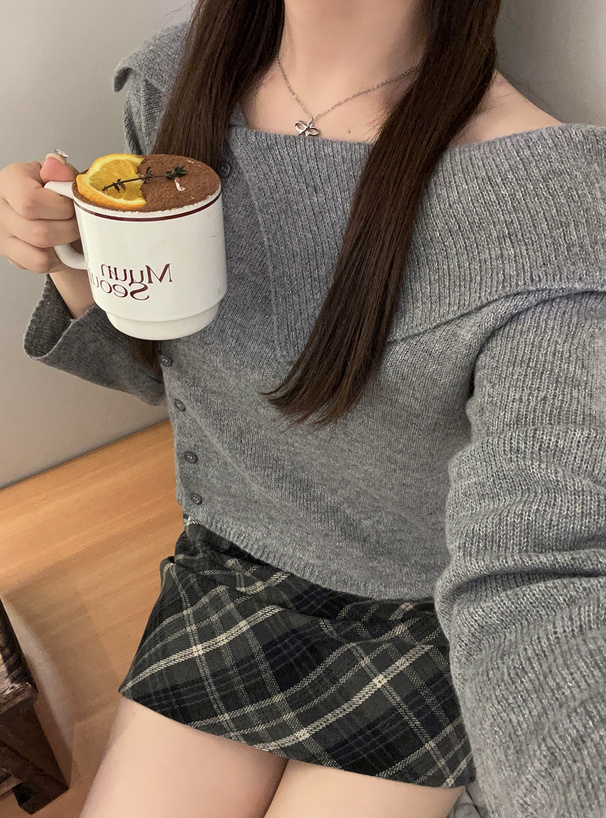 アシンメトリーカラーオフショルニットトップス[an1674] | レディース