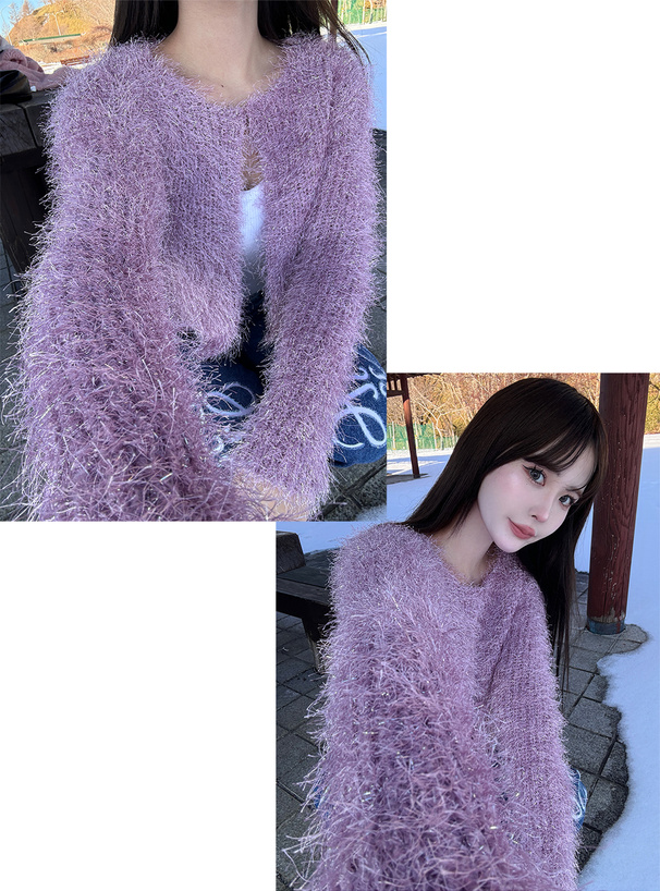 ラメシャギーニットカーディガン