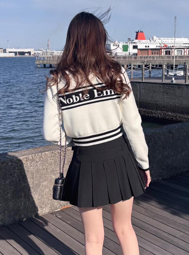バックロゴダブルジップニットカーディガン