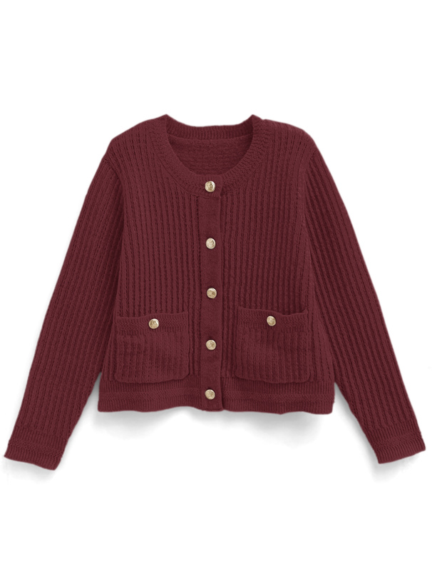 エンブレムボタンニットカーディガン