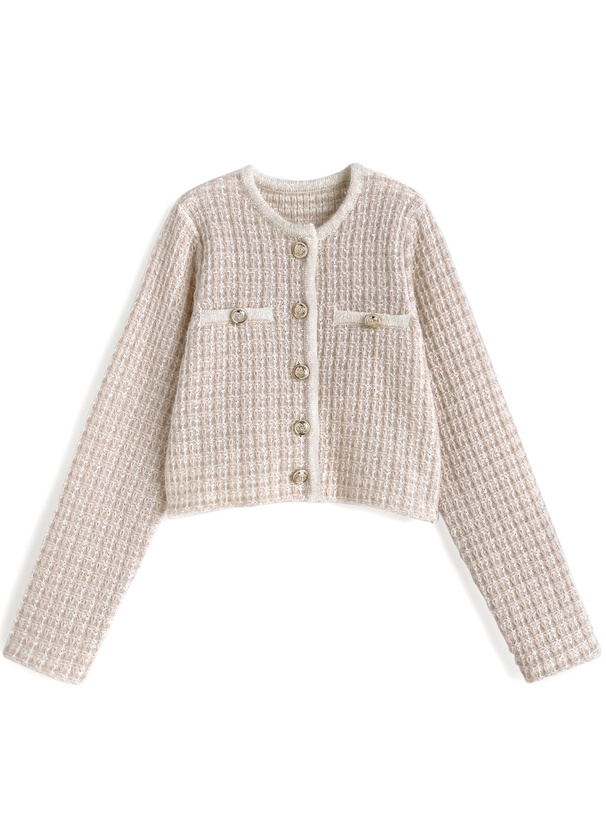 ラメツイードニットカーディガン