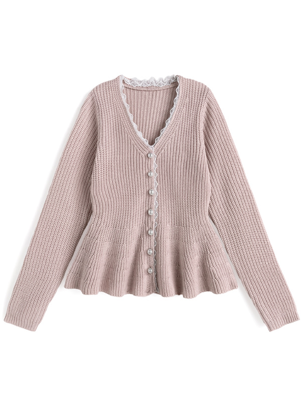 レースペプラムラメニットカーディガン