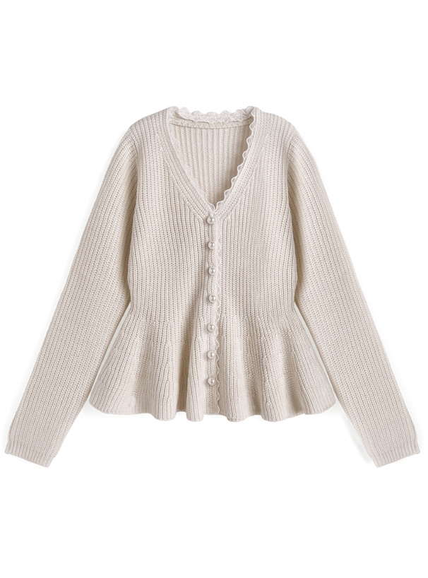 レースペプラムラメニットカーディガン