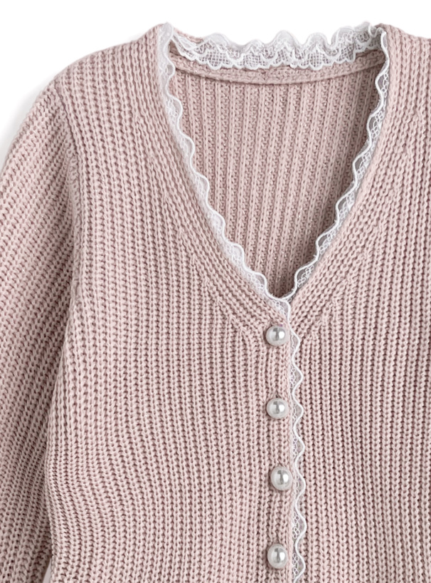 レースペプラムラメニットカーディガン