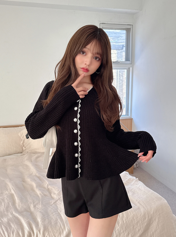 レースペプラムラメニットカーディガン