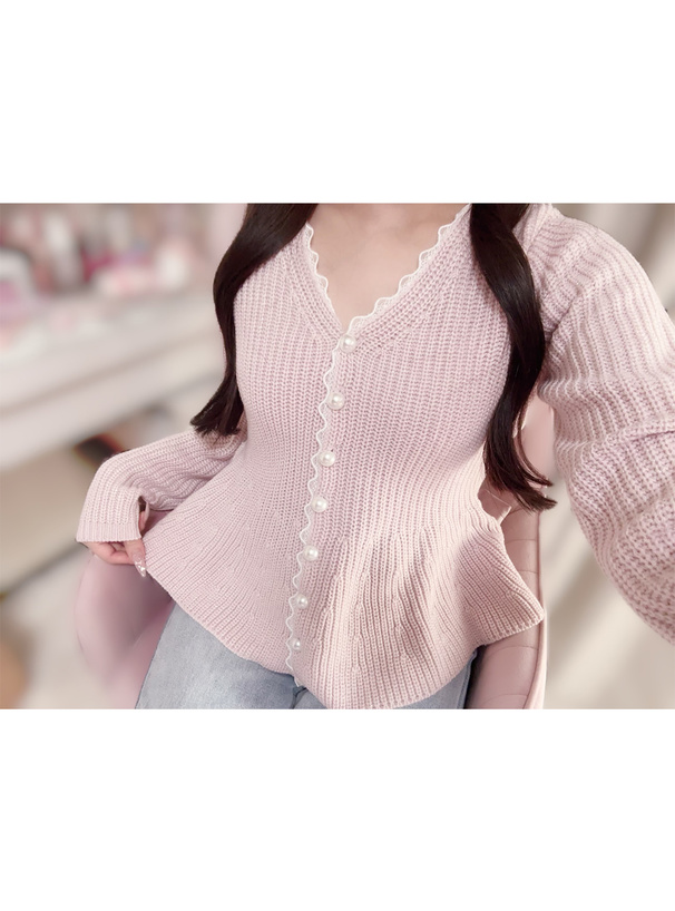 レースペプラムラメニットカーディガン