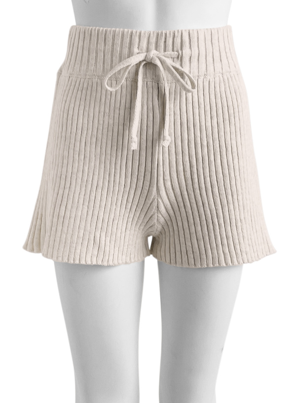 リブニットショートパンツ