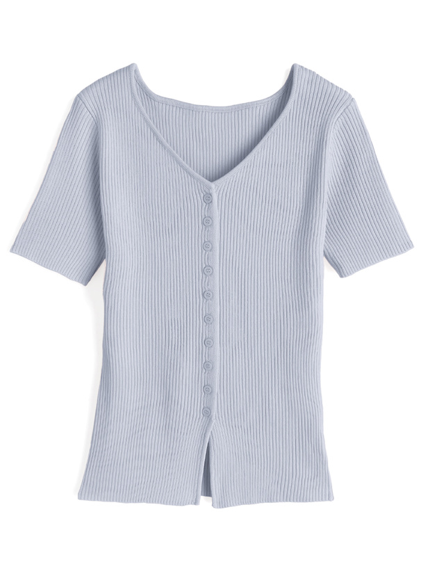 Vネックリブニットカーディガン