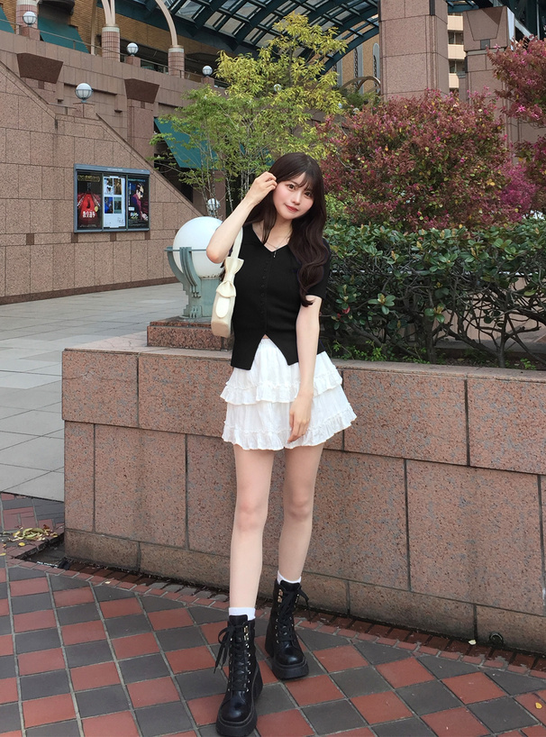 Vネックリブニットカーディガン