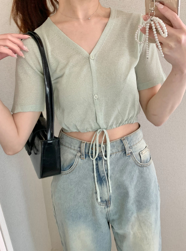 ラメドロストカーディガン