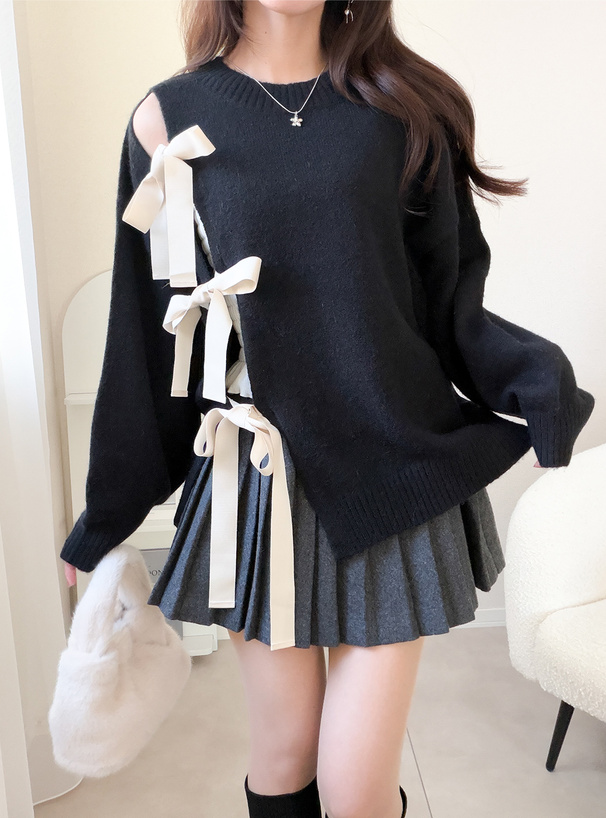 スリットリボンニットトップス[an1749] | レディースファッション通販