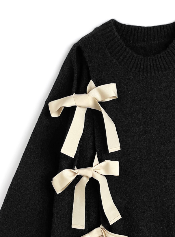 スリットリボンニットトップス