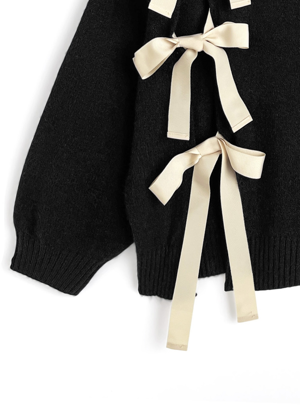 スリットリボンニットトップス