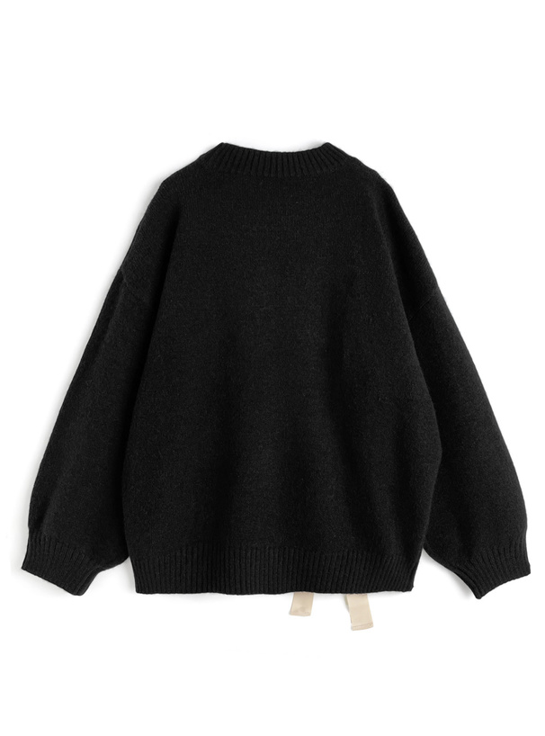 スリットリボンニットトップス