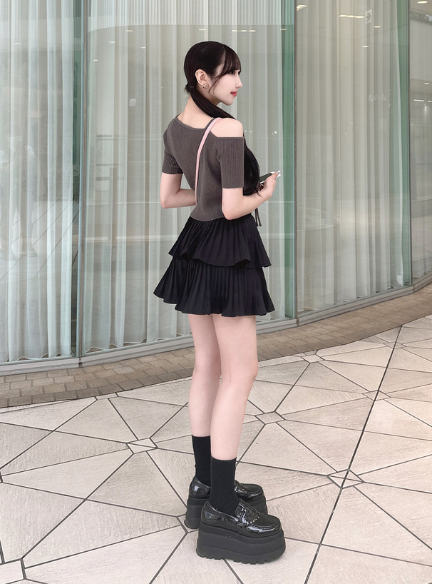 アシンメトリードロストニットトップス