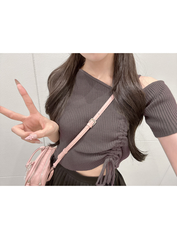 アシンメトリードロストニットトップス