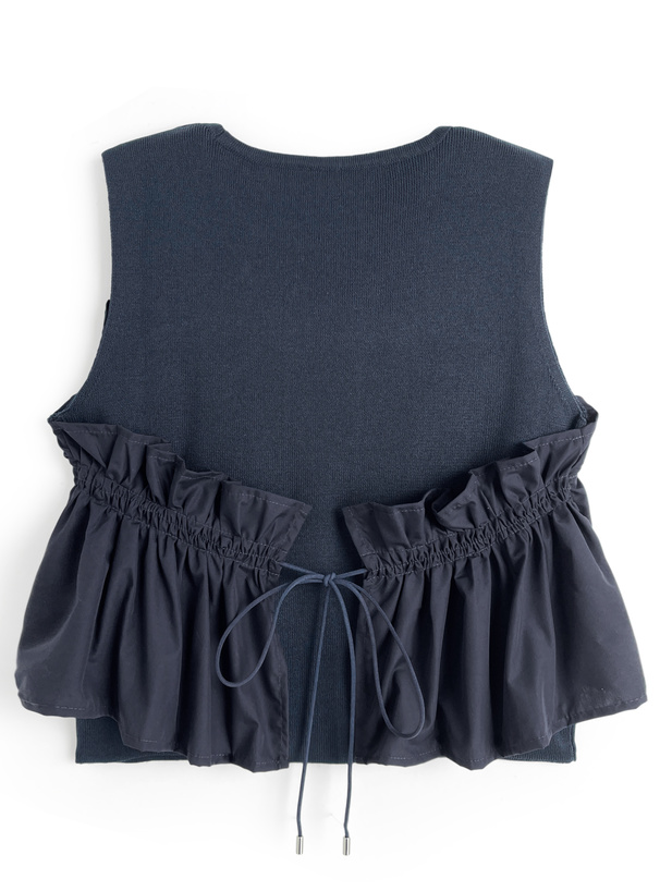 Ruffled Off-Shoulder Ribbed Knit Top – SNIDEL