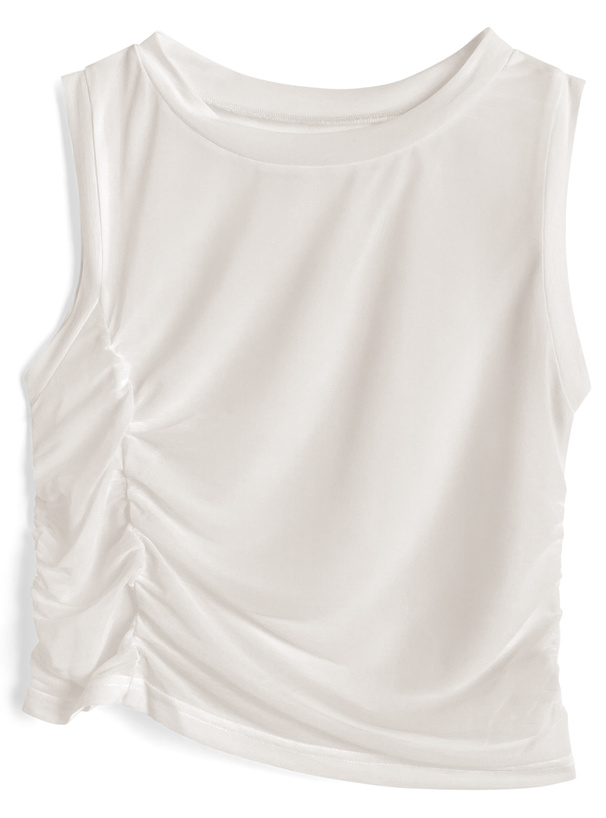 アシンメトリーギャザーシアータンクトップ