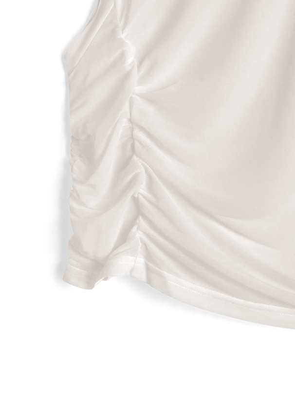 アシンメトリーギャザーシアータンクトップ