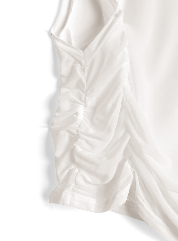 アシンメトリーギャザーシアータンクトップ