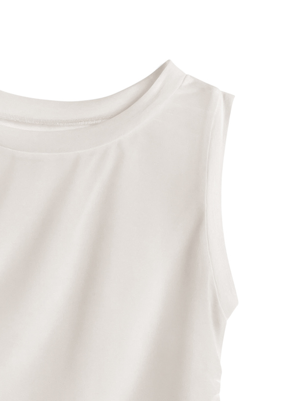 アシンメトリーギャザーシアータンクトップ