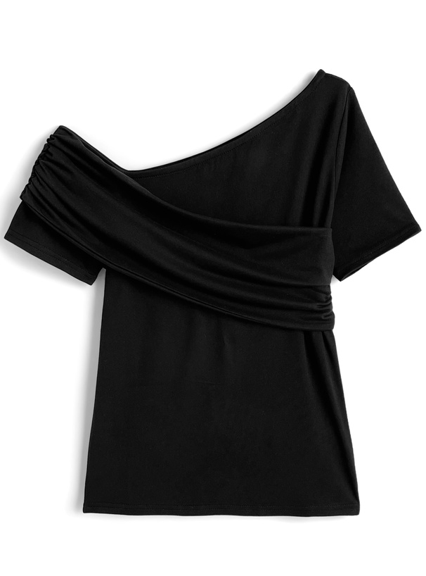 ドレープカシュクールワンショルダートップス